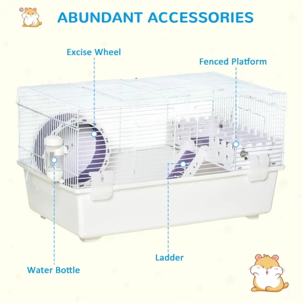 Top view of the hamster cage with the main access door open