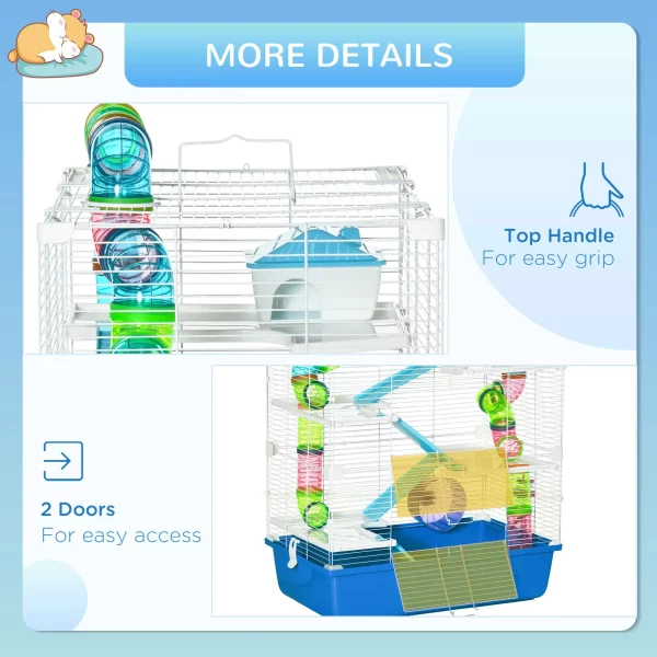 Interior view of hamster gerbil cage showing platform and ramp