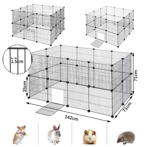 Various components of the pet playpen kit laid out