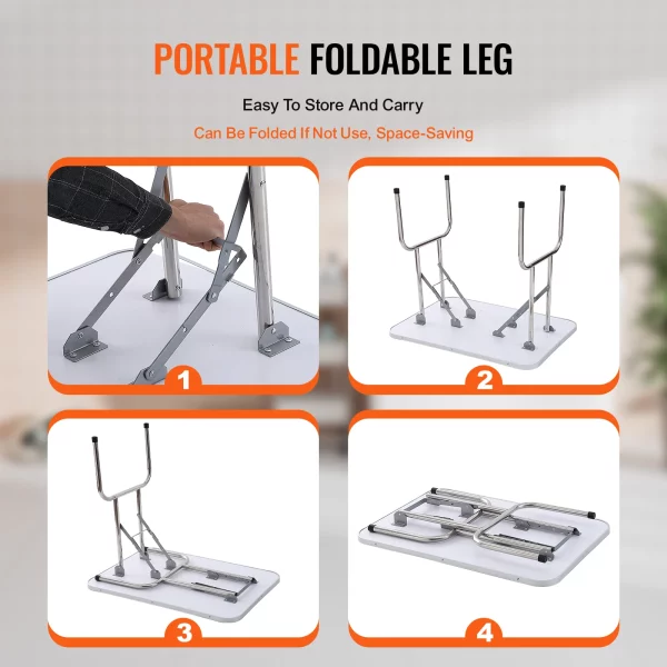 Folded pet grooming table, demonstrating its compact storage capability