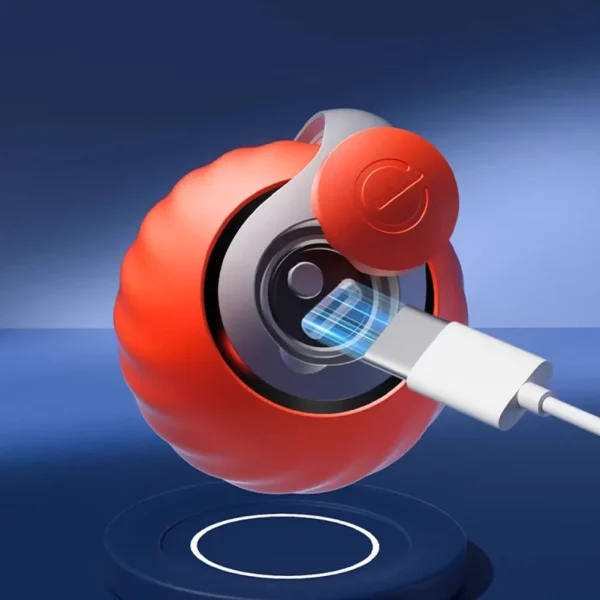 Multiple angles of the interactive cat toy ball, demonstrating its features and accessories.