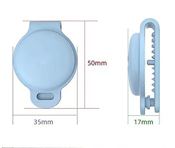 Close-up of the silicone Pet Airtag Collar holder on a pet's collar, showing texture