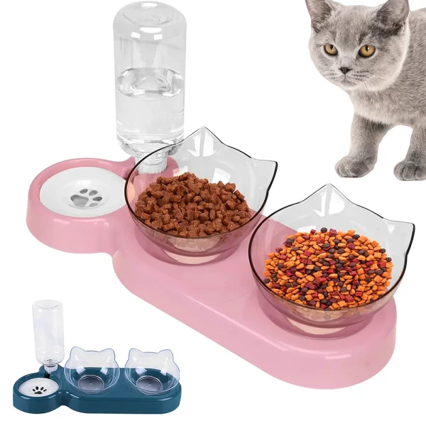 Detail of the water dispenser spout on the pet feeder