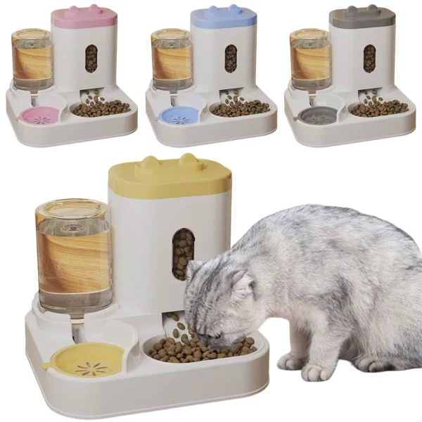 Blue two-in-one pet feeder and water dispenser