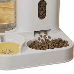 Two-in-one pet feeder and water dispenser, front view
