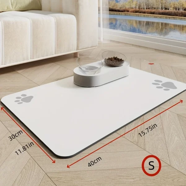 1pc Premium Pet Feeding Mat - Water Absorbent, Quick Dry, Easy Clean, No Stains, Waterproof Rubber Backing - Durable PU
