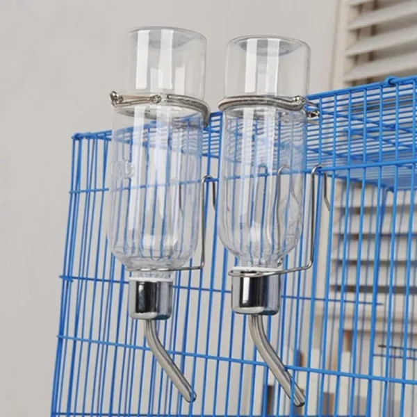 Close-up of the stainless steel nozzle and ball valve on a pet water dispenser
