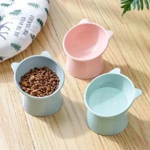 Raised cat bowl, front view, showing elevated design