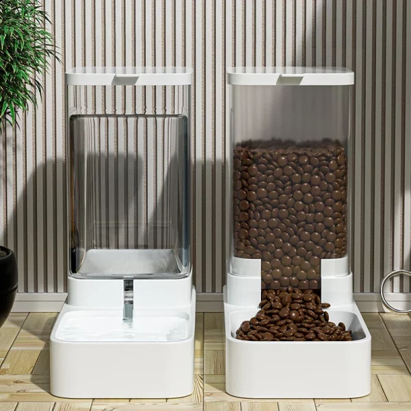 Transparent automatic pet feeder with water reservoir