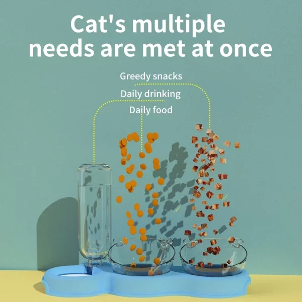 Pet using the 3-in-1 bowl for food and water