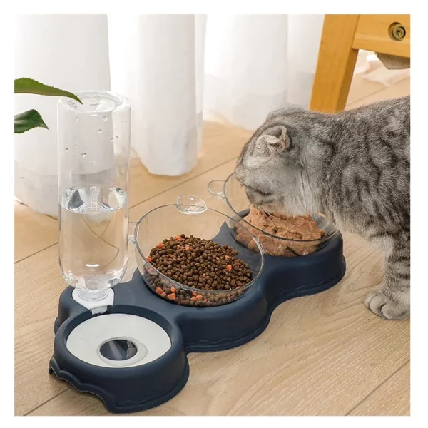 3-in-1 pet bowl set with food and water compartments