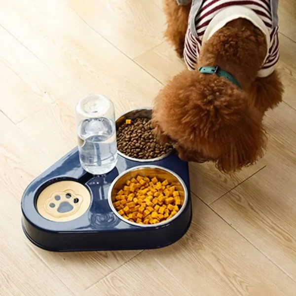 Detail of the 500ml automatic water bottle dispenser for the pet feeder.
