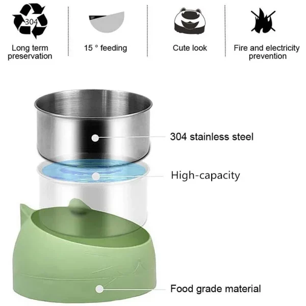 Green coloured base for the raised pet bowl feeder