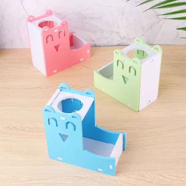 Front view of the pink hamster water feeder