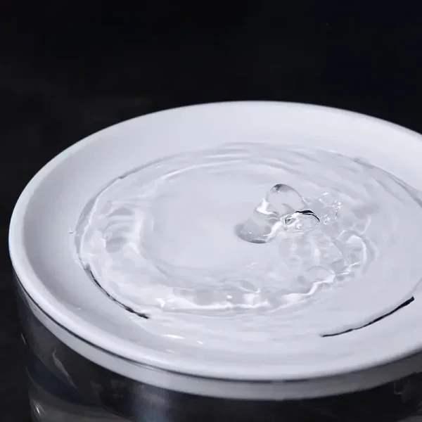 Close-up detail of the internal filter system within the pet water fountain