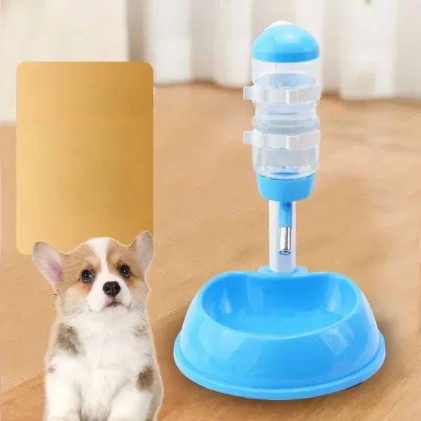 Liftable dog bowl adjusted for a medium-sized dog