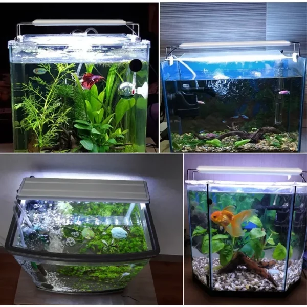 Aquarium LED light demonstrating its adjustable length feature