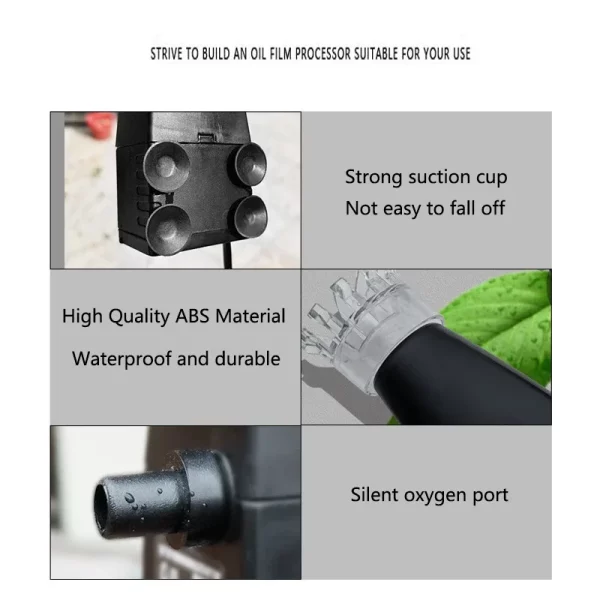 Aquarium surface oil skimmer filter installed in a tank
