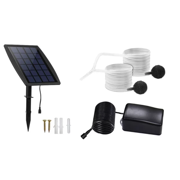 Solar oxygen pump unit showing control buttons and ports