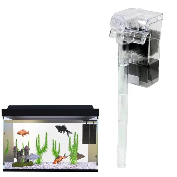 Small Fish Tank Hanging Filter USB Power Interface Waterfall Filtration System 2.5W Flow 250L/H for Small Aquarium Fish
