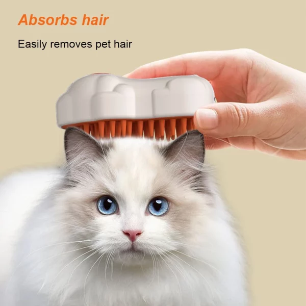 Side view of the rechargeable steamy pet brush, showing its ergonomic design.