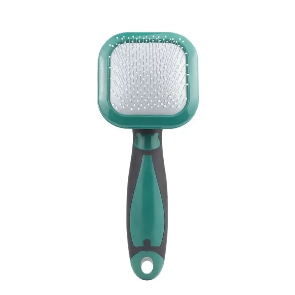 Side view of the slicker brush, highlighting its ergonomic shape.