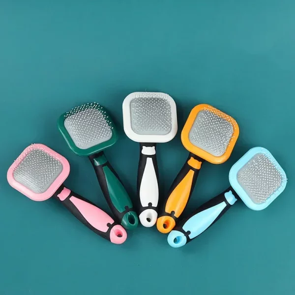 Close-up of the slicker brush bristles designed for pet fur removal.