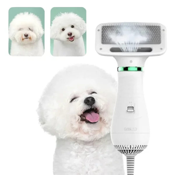 2-in-1 pet grooming dryer and slicker brush, front view