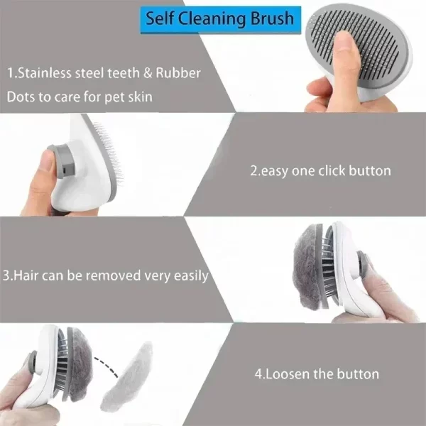 Side view of the pet grooming tool, highlighting ergonomic handle
