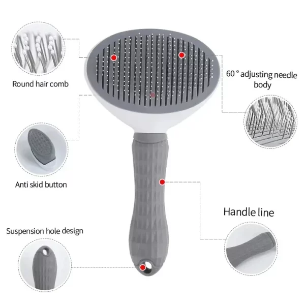 Pet hair remover brush in use on a long-haired dog
