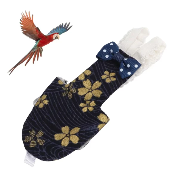 Golden flower pattern detail on the adjustable bird diaper.