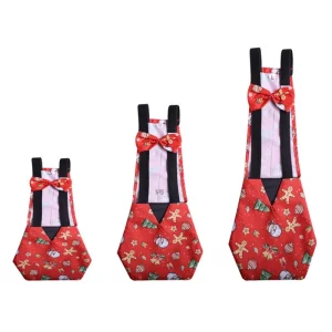 White duck wearing a red washable poultry nappy, showcasing the comfortable fit.
