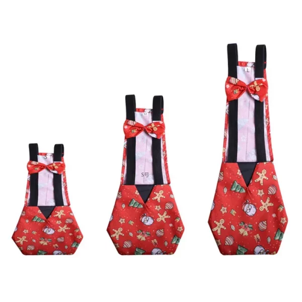 White duck wearing a red washable poultry nappy, showcasing the comfortable fit.