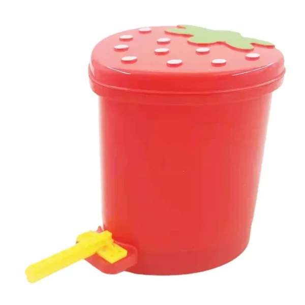 Bird actively playing with the training trash toy